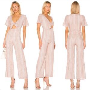 NWT Superdown Mollie Tie Front Cotton Wide Leg Jumpsuit XS